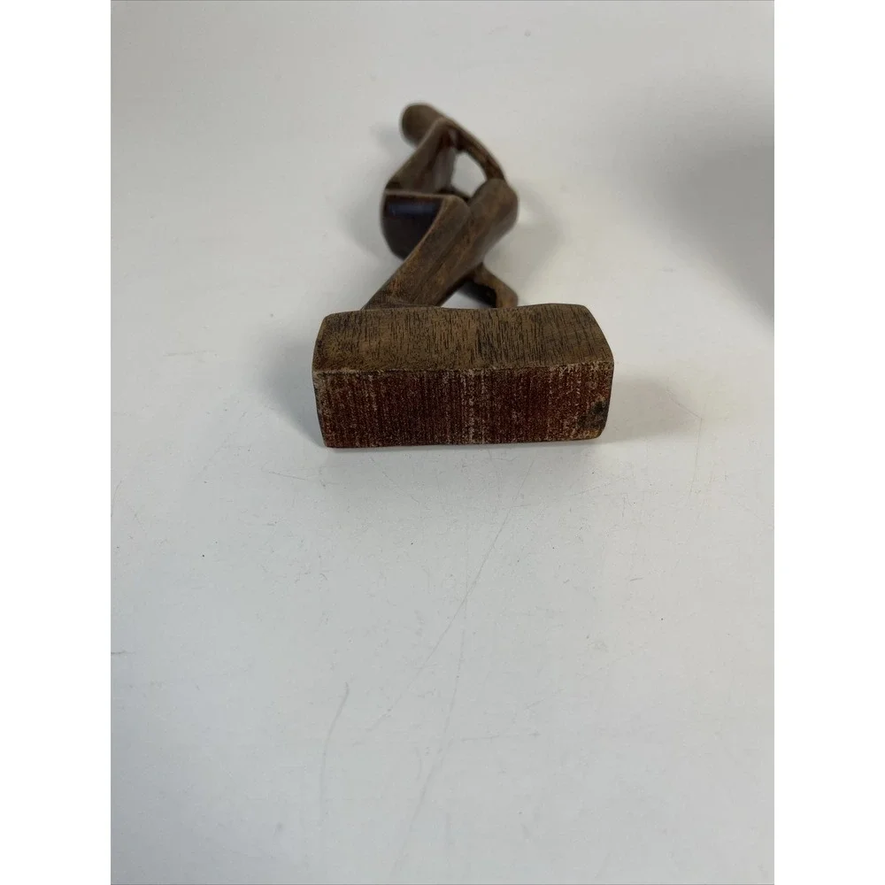 Hand Carved Wood Man Playing the Drum 6.5